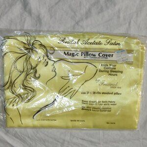 NEW Vintage Bridal Acetate Satin Magic Pillow Cover Case YELLOW Freund Standard